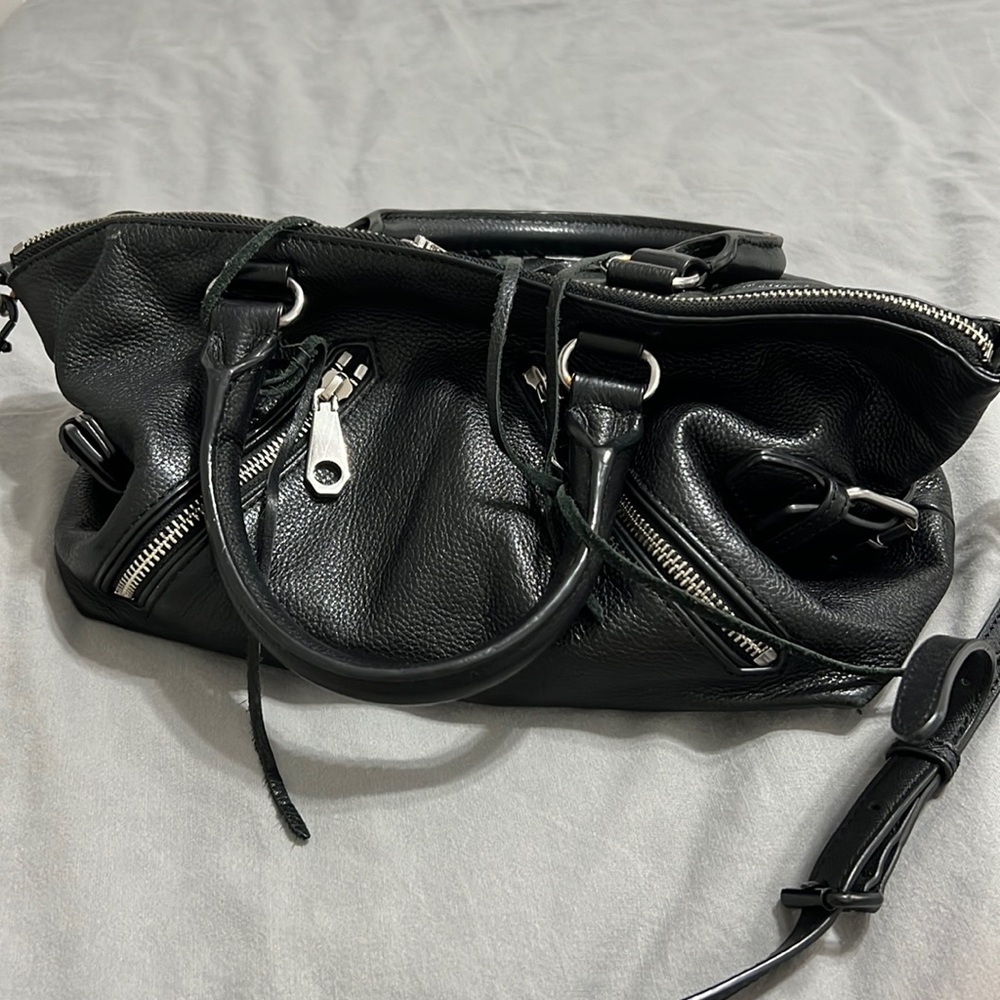 Rebecca Minkoff Black Leather Fringed Bag